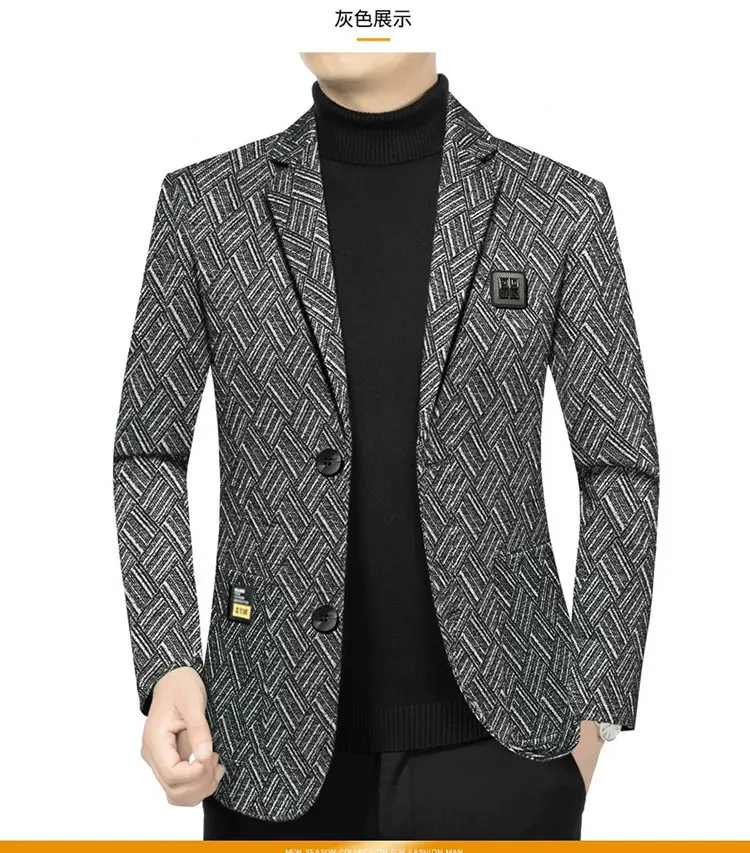 Herren-Blazer Modischer Business-Bankett-Tanz-Sänger-Blazer Gestreifter Figurbetonter Lässiger Trendiger Hochzeits-Bankett-Performance-Blazer – Detail 10