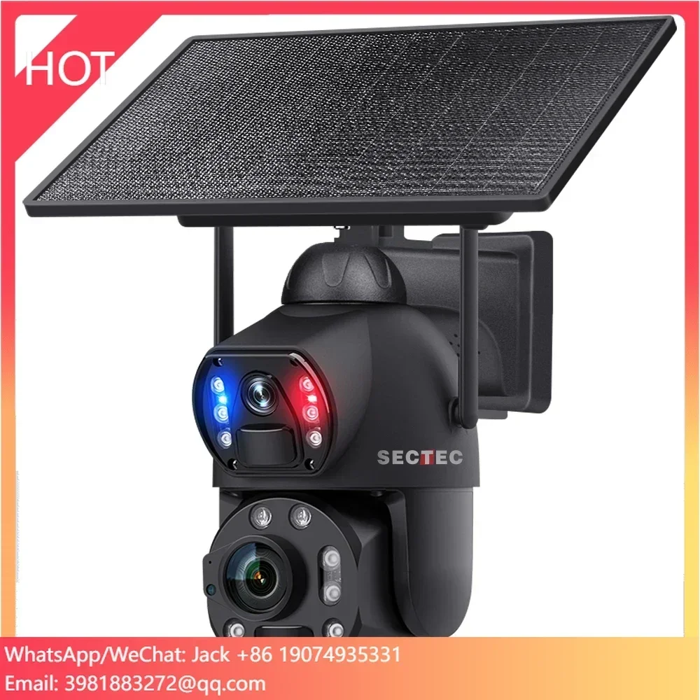 Sectec New HD 6MP 36X Zoom Dual Lens Dual View CCTV Solar Security 4G Outdoor Cameras Waterproof Metal Camera