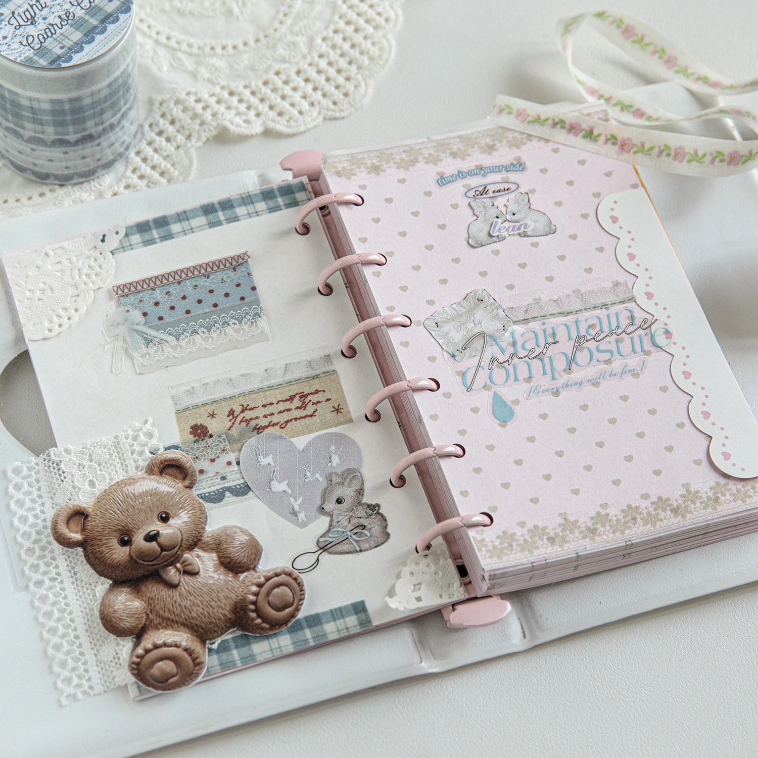 3 Rolls Handmade Lace Series Glitter Sand PET Tape Set For Scrapbooking DIY Journal Decoration Gift