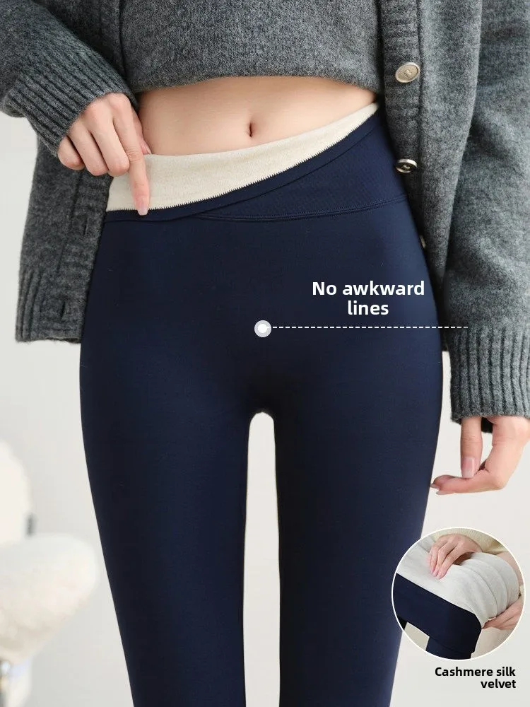 Pantalon de Yoga taille haute doublé en peau d'arche, vêtements d'extérieur pour femmes, sans étiquette, sans enroulement, chaud, amincissant, Long, décontracté