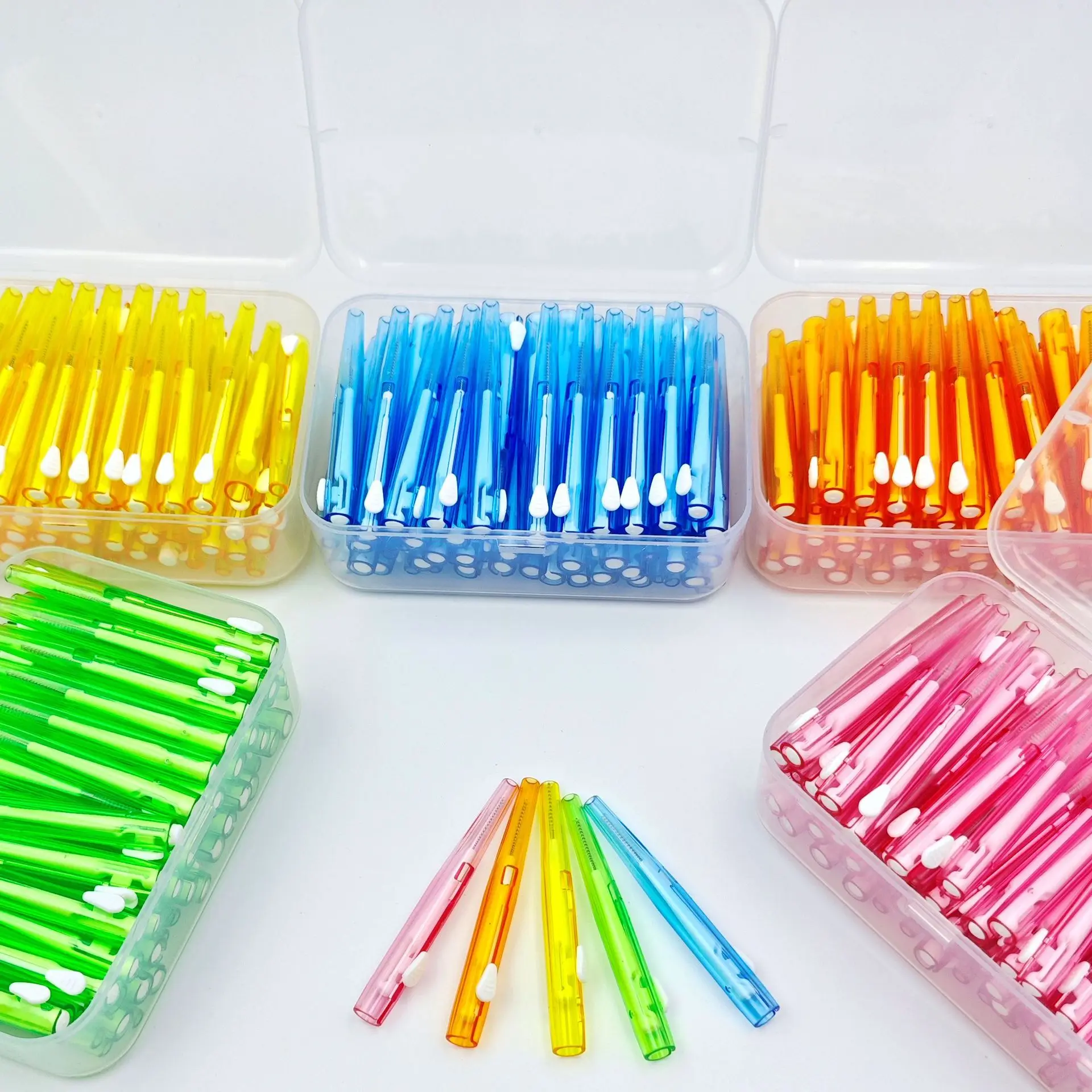 60 Pcs/Box I-type push pull interdental brush 0.6-1.5Mm Cleaning Between Teeth Oral Care Orthodontic I Shape Tooth Floss