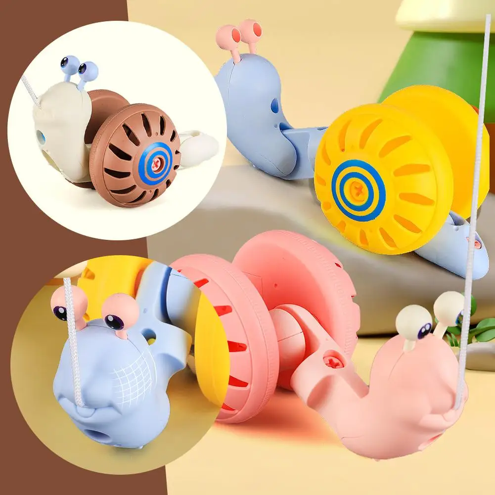 Rope Walk Along Snail Pull Toy Self-Assembly Baby Hand-pulling Rope Snail Cartoons Cute Pet Car For Kids Baby Exercise Walk K9D4