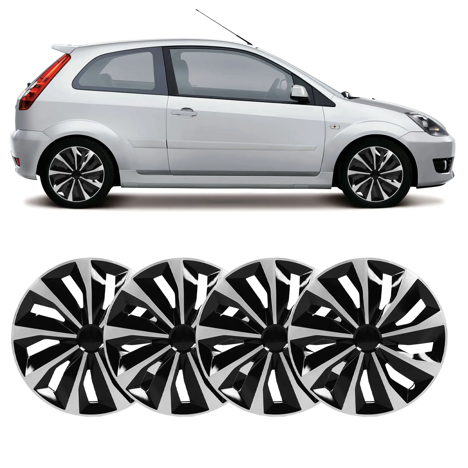 

Hubcap 14 Inch Hubcap Wheel Covers Set Of 4 Fits for Most Cars Black and Silver Replacement Hub Caps Hubcap