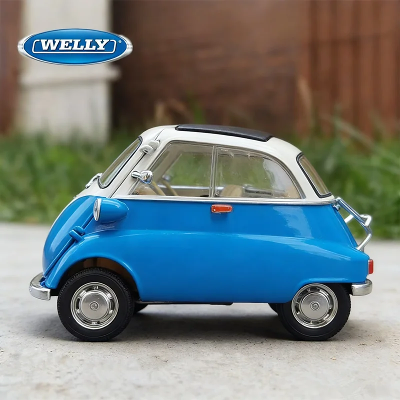

WELLY 1:18 BMW Egg Isetta Alloy Mini Car Model Diecast Metal Classic Retro Vehicle Car Model Simulation Collection Kids Toy Gift