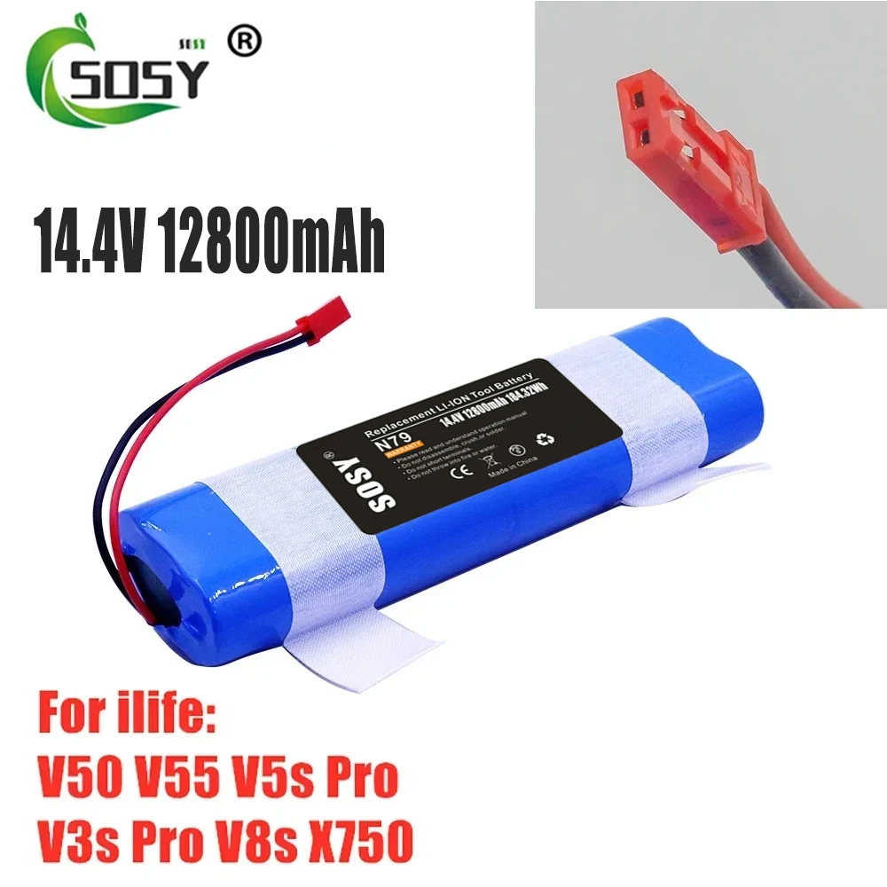 NEW 14.8V 12800mAh Good Quality Battery For ilife V50 V55 V8s V3s Pro V5s Pro V8s X750 Robot Vacuum Cleaner Battery 14.4V