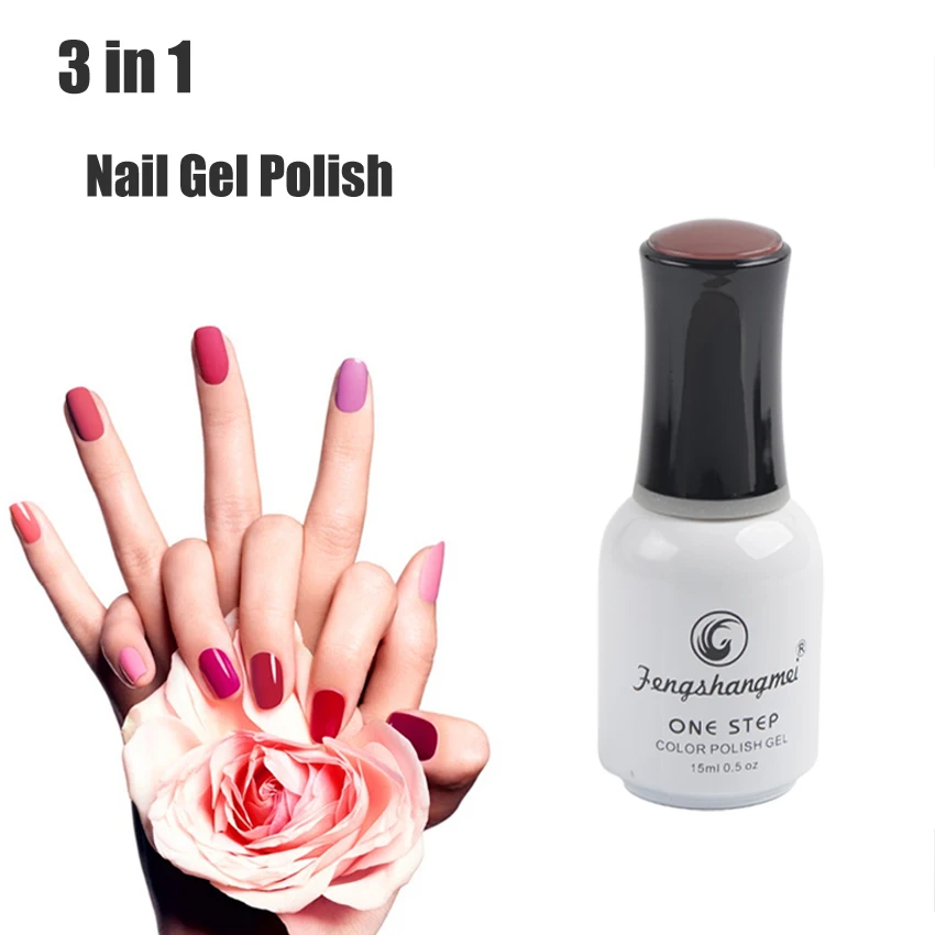 3-in-1-Gel-Nagellack mit einer Stufe, kein Abwischen, Basis- und Decklackfarbe, All-in-One-Soak-Off-UV/LED-Gel-Nagellack für Nagelkunst, Salon und DIY-Maniküre