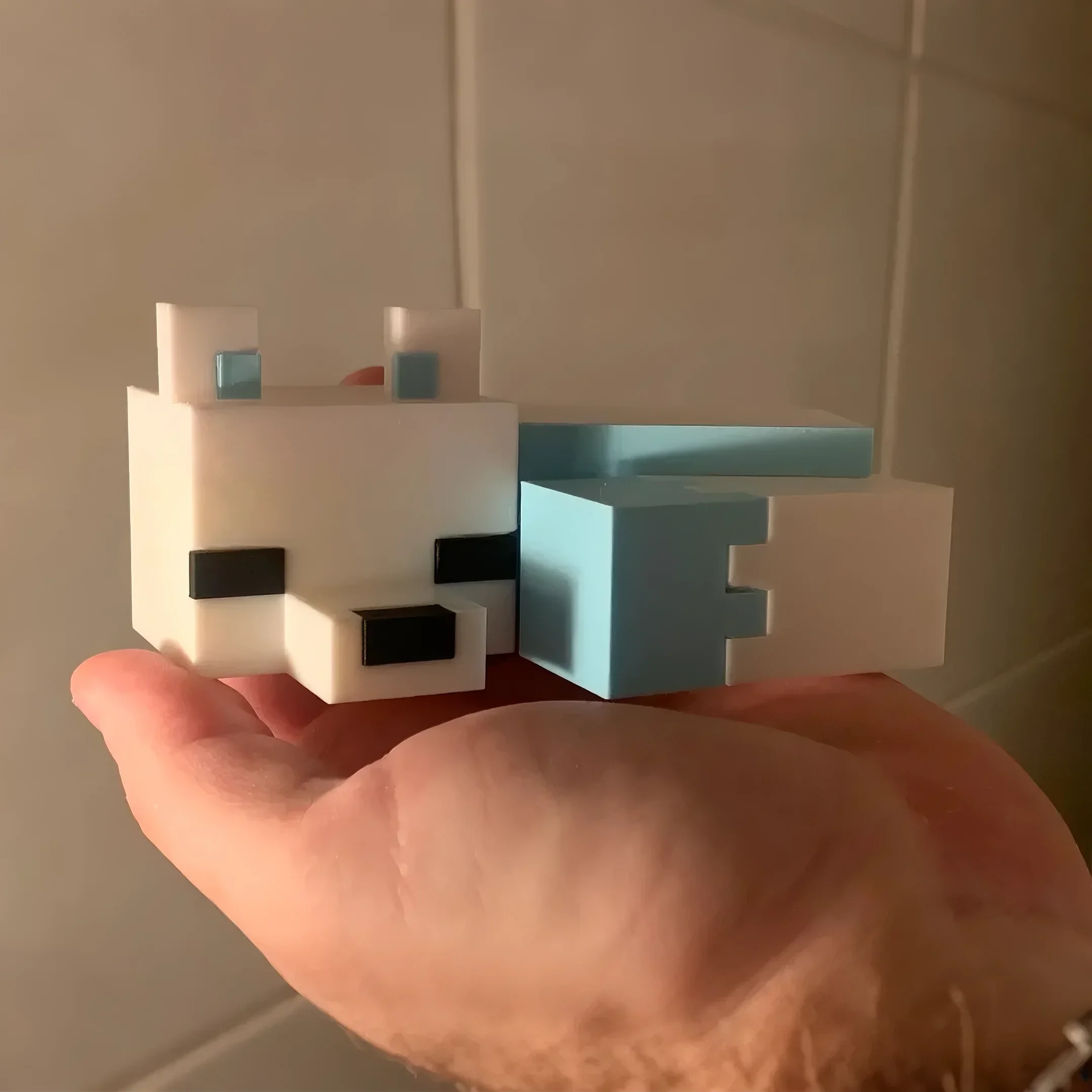 Enchanting 3D printed pixel sleeping fox - perfect for bedroom decoration, no need for power, durable plastic