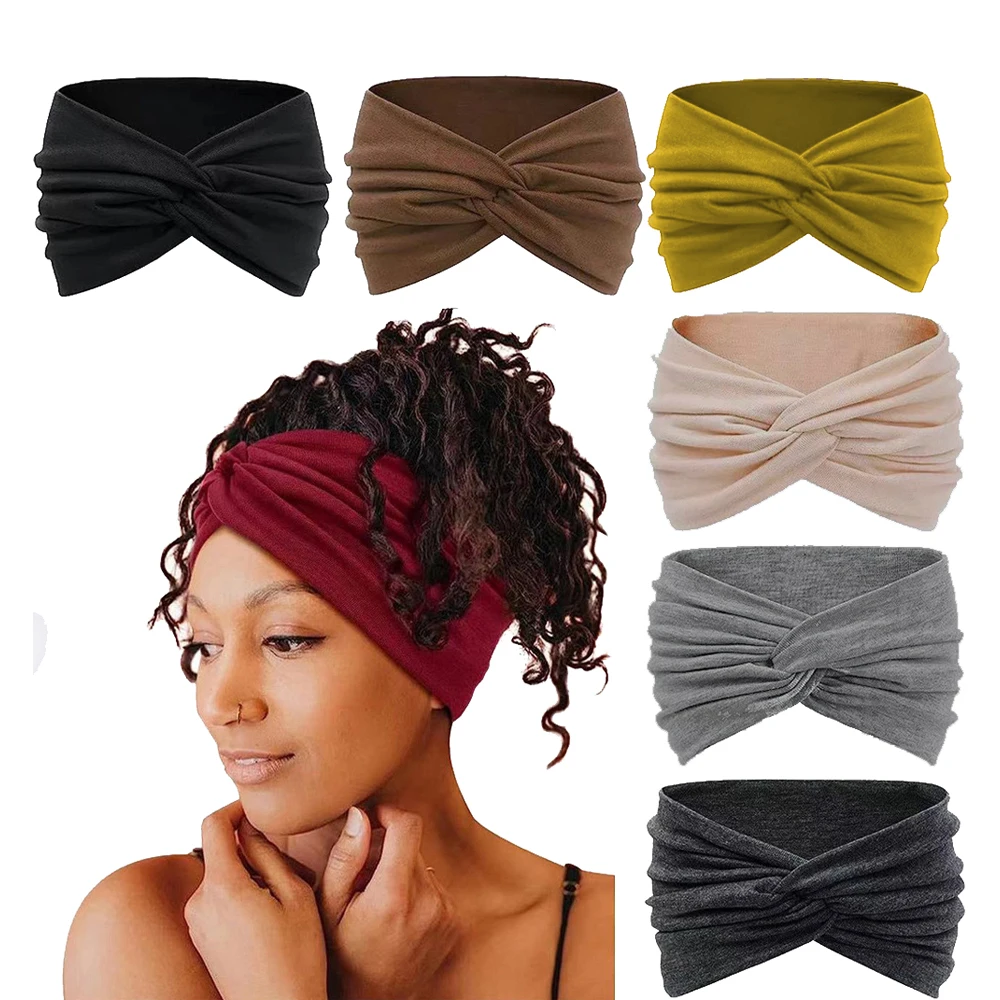 6 Pack Headbands for Women Twist Knotted Women Head Bands Boho Stretchy Hair Bands Non Slip for Girls Headwrap Hair Accessories