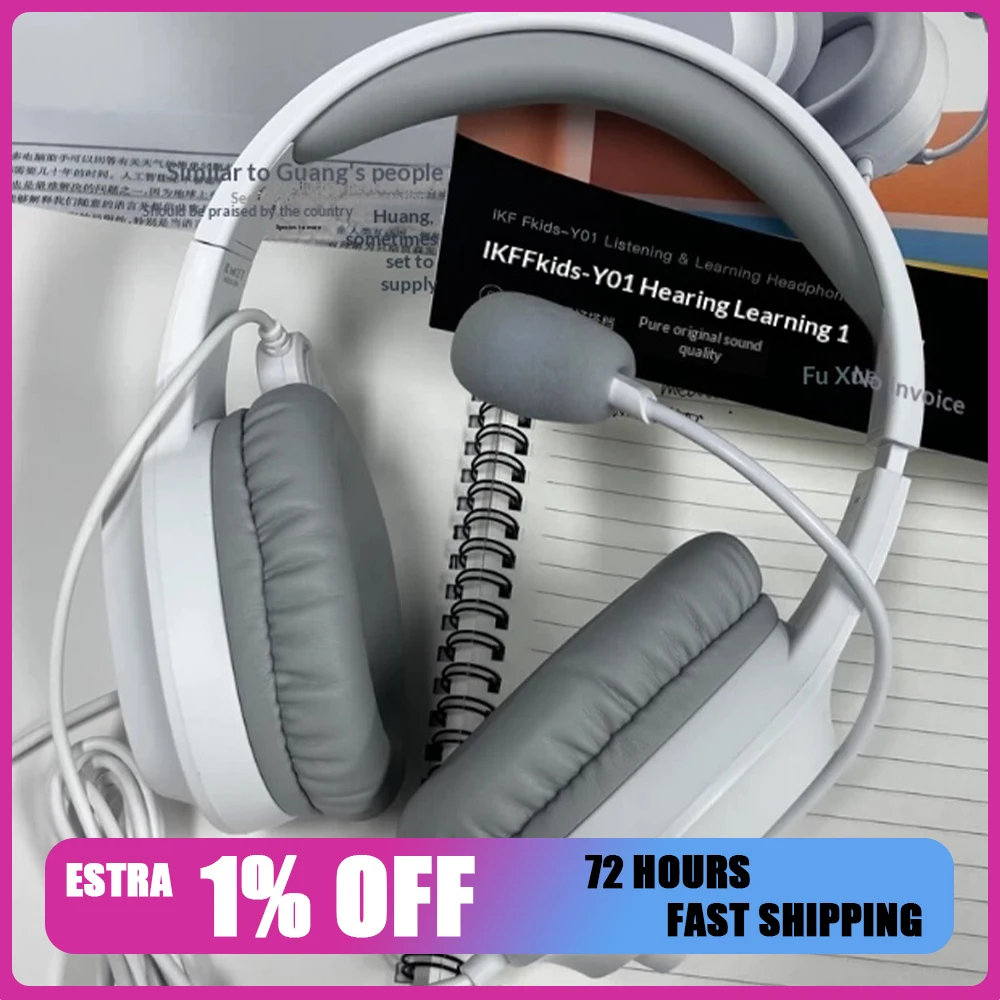 iKF Y01 Fones de ouvido com fio de 40mm com diafragma composto revestido de titânio, headset para esportes eletrônicos com chip de decodificação DAC integrado, leve, ideal para presente.