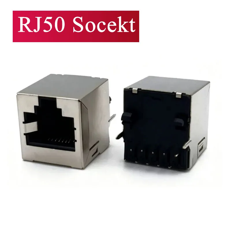 RJ50 Connector Extension Cable RJ50 Network Port Socket 10P10C Female Socket with Shield PCB Vertical Insertion 180 Degrees