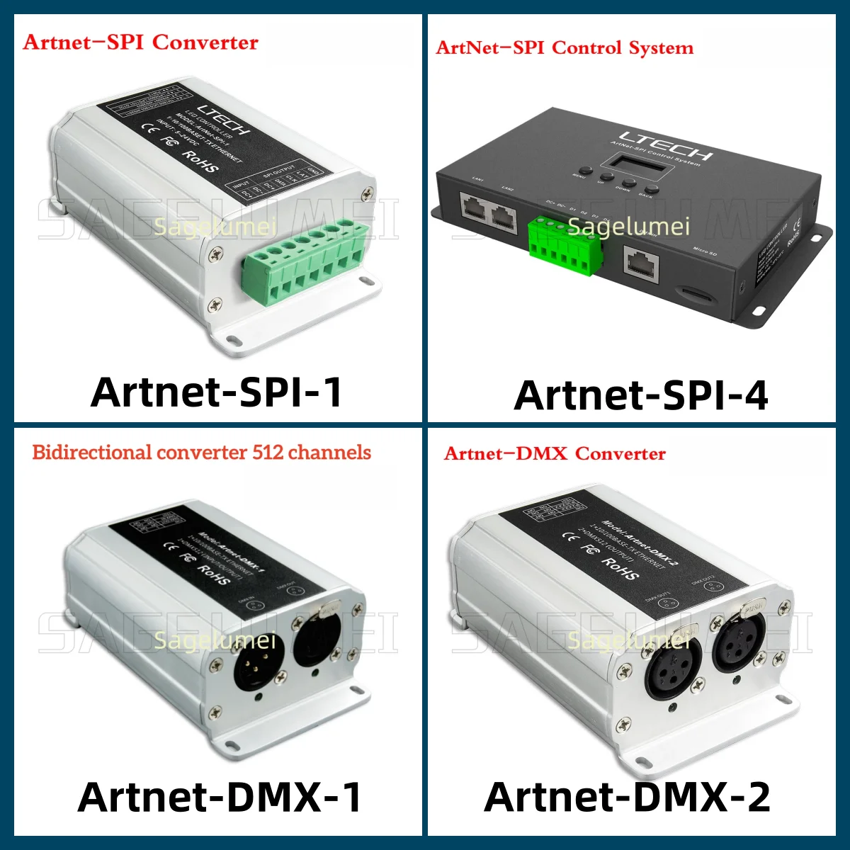 Artnet-DMX-2/1 LTECH Artnet-SPI Converter Artnet-SPI-1 SPI-4 Control System Controller Lighting SystemFor LED Strip Light Lamp