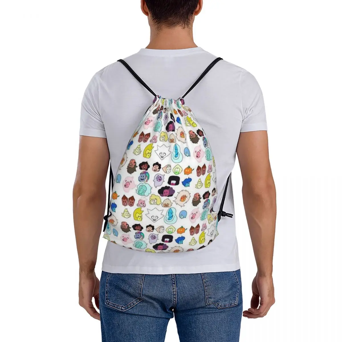 Mochilas Steven Universe Heads, sacos portáteis casuais, pacote de cordão, sapatos de bolso, mochila escolar para homem e mulher