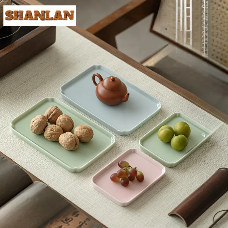 

Керамический квадратный чайный поднос, новый китайский керамический держатель для чайника, винтажная чайная доска, посуда для сервировки поделок