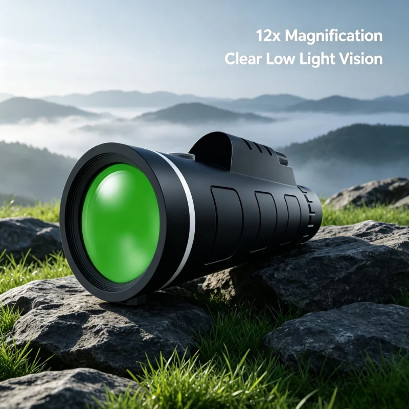 Télescope monoculaire haute puissance, optique HD avec grand objectif, portable et poignée antidérapante pour l'observation des oiseaux et les concerts