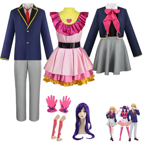 Anime Oshi no Ko Cosplay Ai Hoshino Ruby Akuamarin Arima Kana Cosplay Costume Girls School Uniform Aqua Lolita Dress Suit Wig