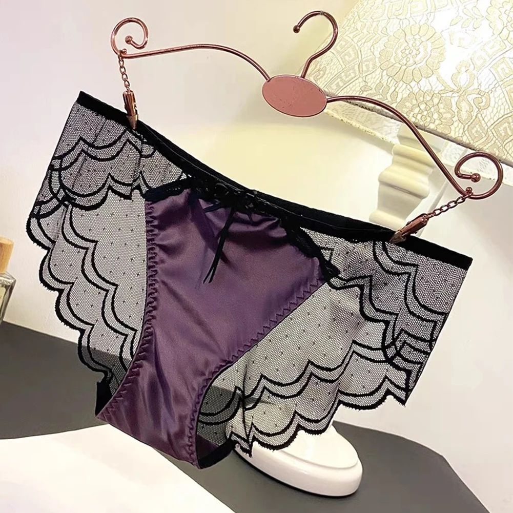 Frauen Spitze Höschen Dessous weichen Satin seidige Unterwäsche Schlüpfer Slips nahtlose Unterhose