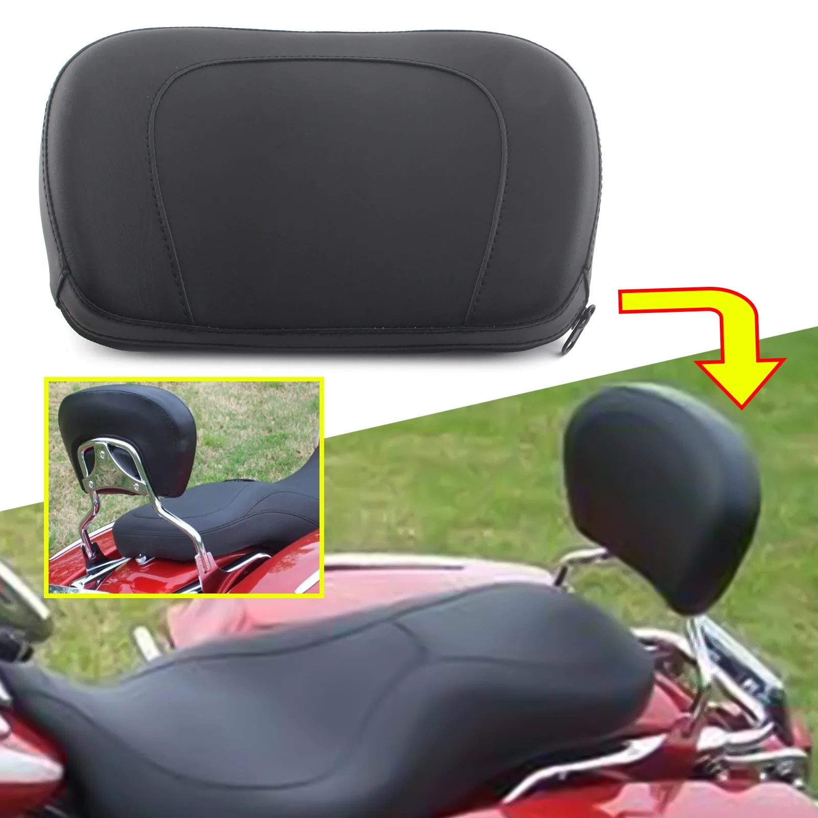 For Harley Davidson Touring Model 1997-2024 PU Leather Sissy Bar Backrest Pad view 4