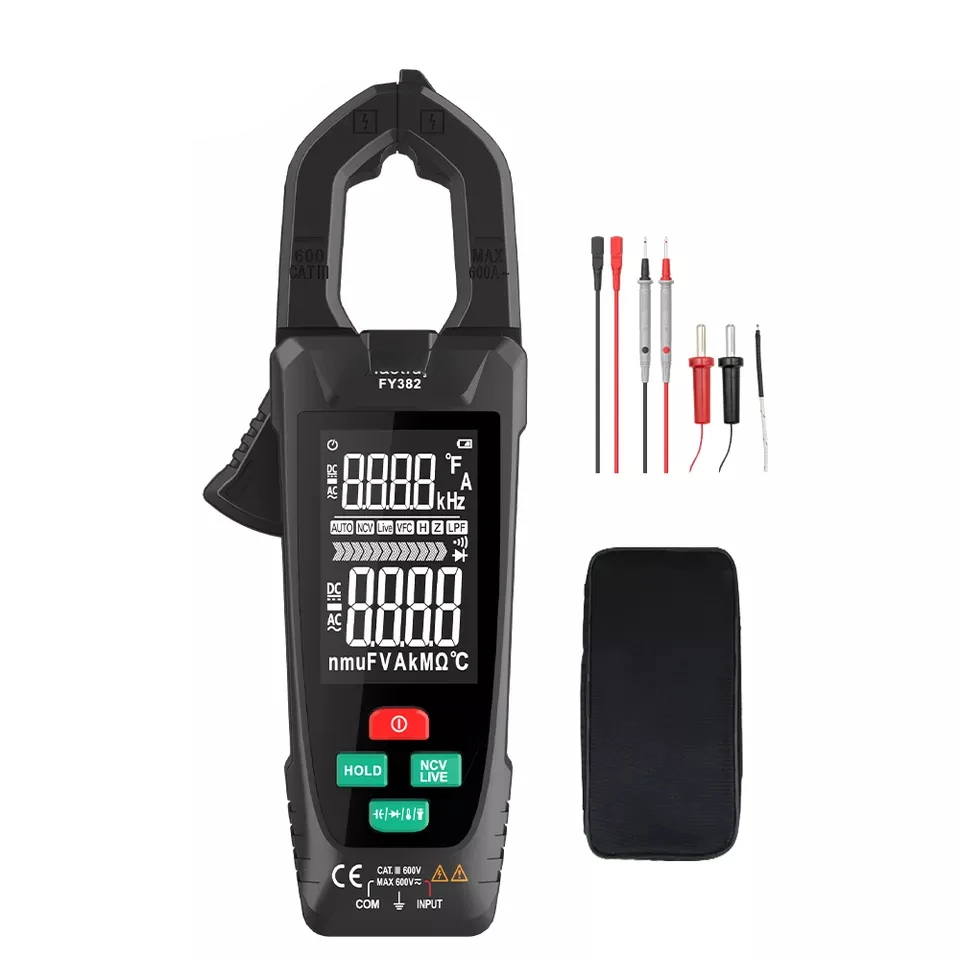 

FY382 True RMS Capacitance NCV Ohm Hz Tester 9999 Counts DC/AC Current Detector Professional Multimeter Digital Clamp Meter