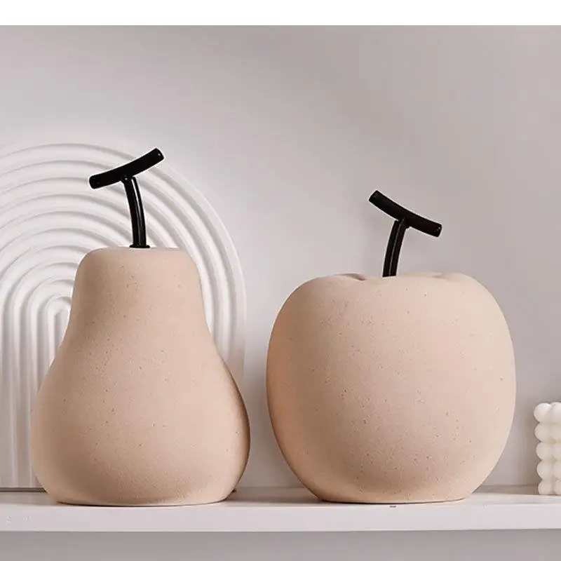 Simplicity Ceramic Pear Statue Desk Decoration Modern Design Fruit Ornaments Room Furnishings Speckled Fruits Sculpture