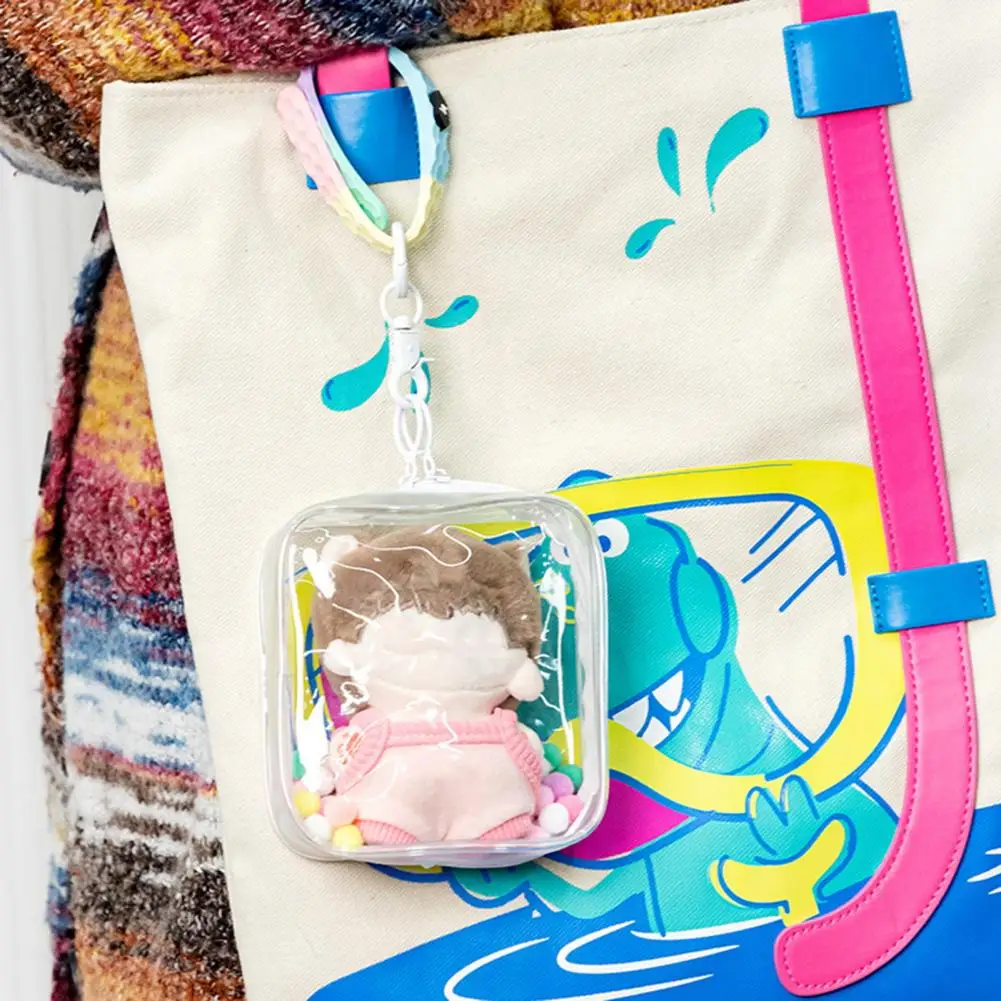 Durable Doll Protector Bag Visible Keychain Bag Doll Display Bag with Dustproof Transparent Storage Pouch for Easy Portability