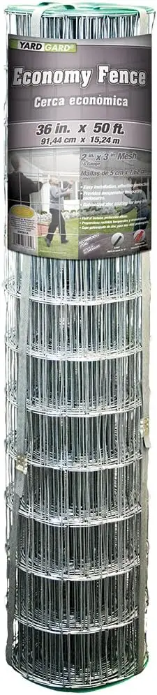 2x3 in. Welded Wire Fence, 36x50 ft, 16-Gauge Vinyl Coated Galvanized Steel for Animal Enclosures & Garden Protection