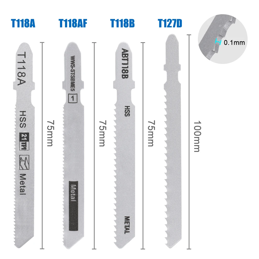 Lama per sega alternativa assortita HAMPTON T-shank HSS per utensile da taglio per legno T118A T118AF T118B T127D lama per seghetto alternativo