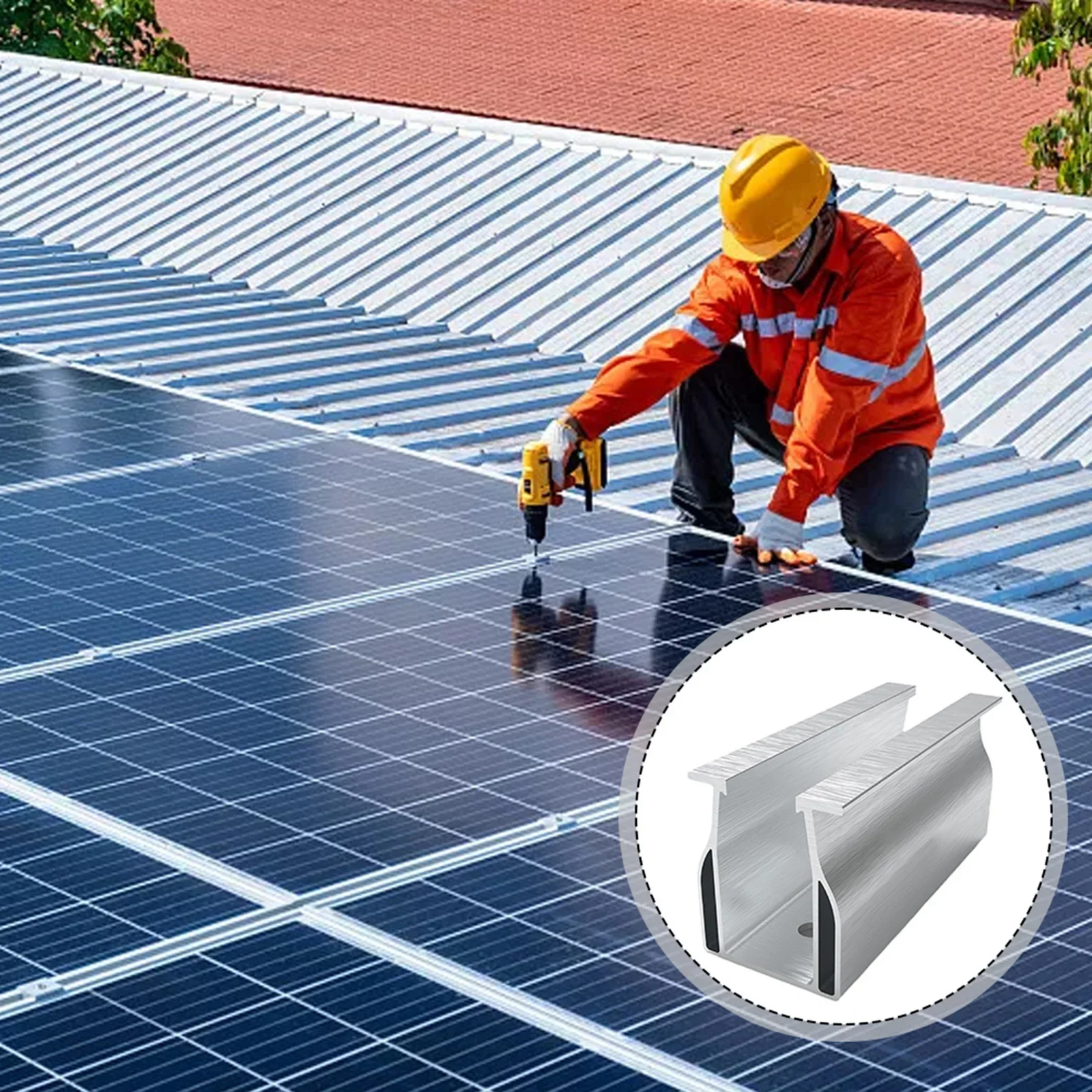 Easy Installation Mounting Kit for Trapezoidal Photovoltaic Panels Made of Lightweight Aluminum Alloy Ensures Durability