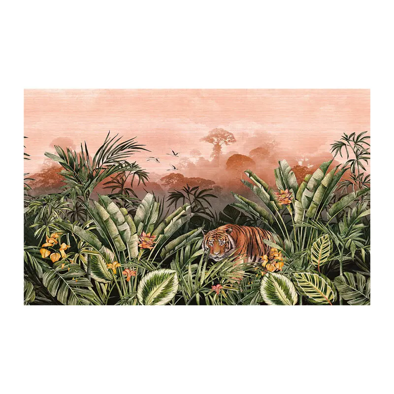 Customized Wallpaper Nordic Tropical Rainforest Jungle Tiger Wallpaper TV Sofa Background Bedroom Living Room Plant Mural