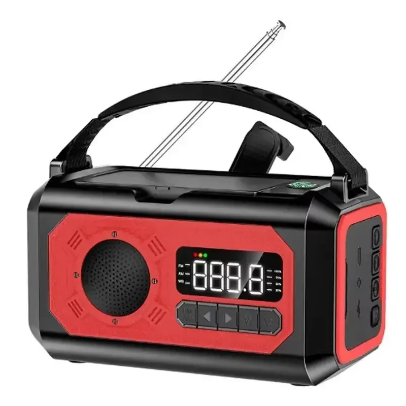 

12000mAh Emergency Weather Radio, Hand Crank Radio Solar Radio Portable Radio with 2 Solar Panels 3 Charging Methods SOS