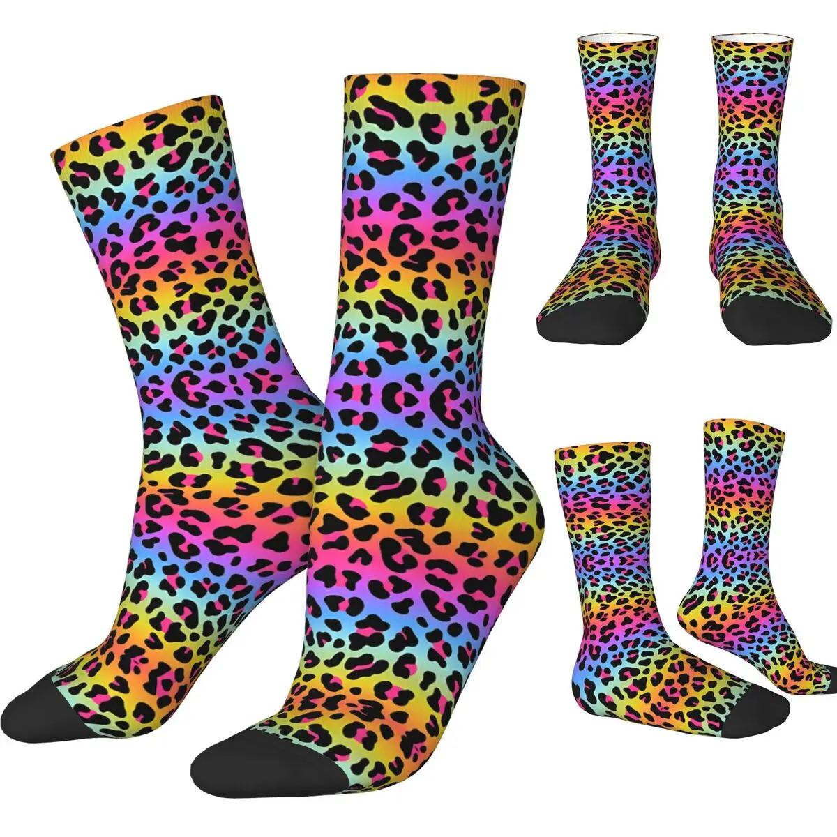 Psychedelic Leopard Print Socks Leisure Stockings Spring Anti Sweat Men Socks Soft Design Climbing Socks