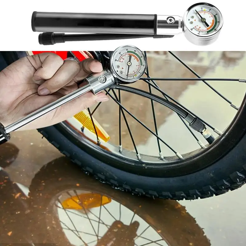 Bicycles Pump Aluminum Alloy Bicycles Tire Pump Tire Pressure Gauge Portable Air Pump Inflator Pump For Mountain Bikes