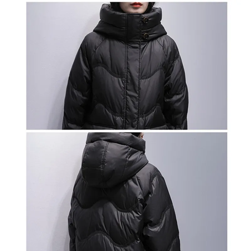 Thicken Snow Parka Women\'s Warm Down Jacket 2024 Winter New Female Hooded White duck down Coat Casual Loose Long Parkas Outwear