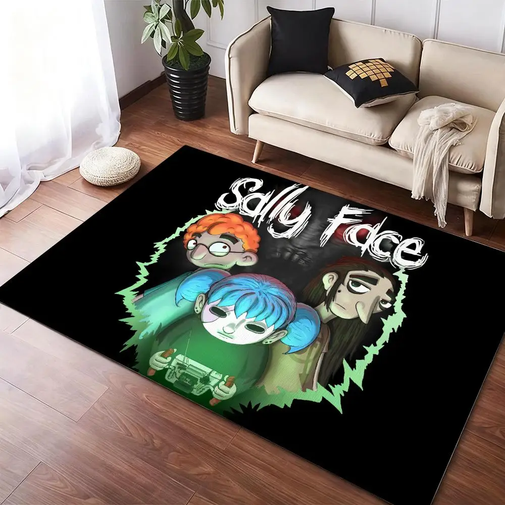 Videospiel S-Sally Face Bodenmatte, Flanellteppiche, gemütlicher Plüsch, verdickt, weich, warm, für den Winter, rutschfest, für Wohnzimmer, Zuhause, Innenbereich