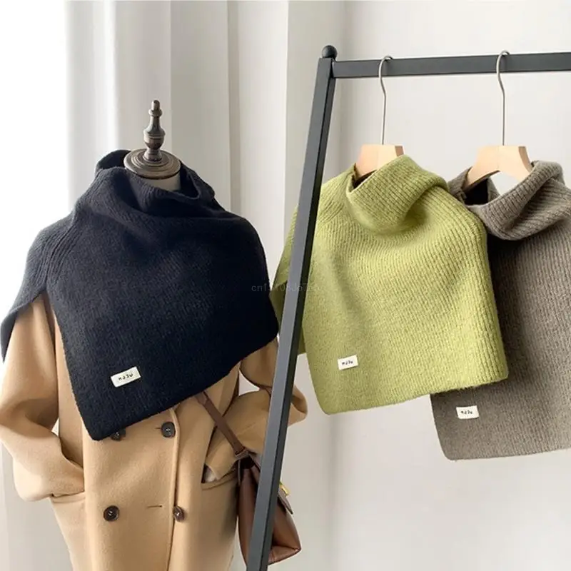 

Warm Fashion Shawls Slit Turtleneck Women Winter Scarf Thickened Scarf Scarf Soild Color Oversized Shawl