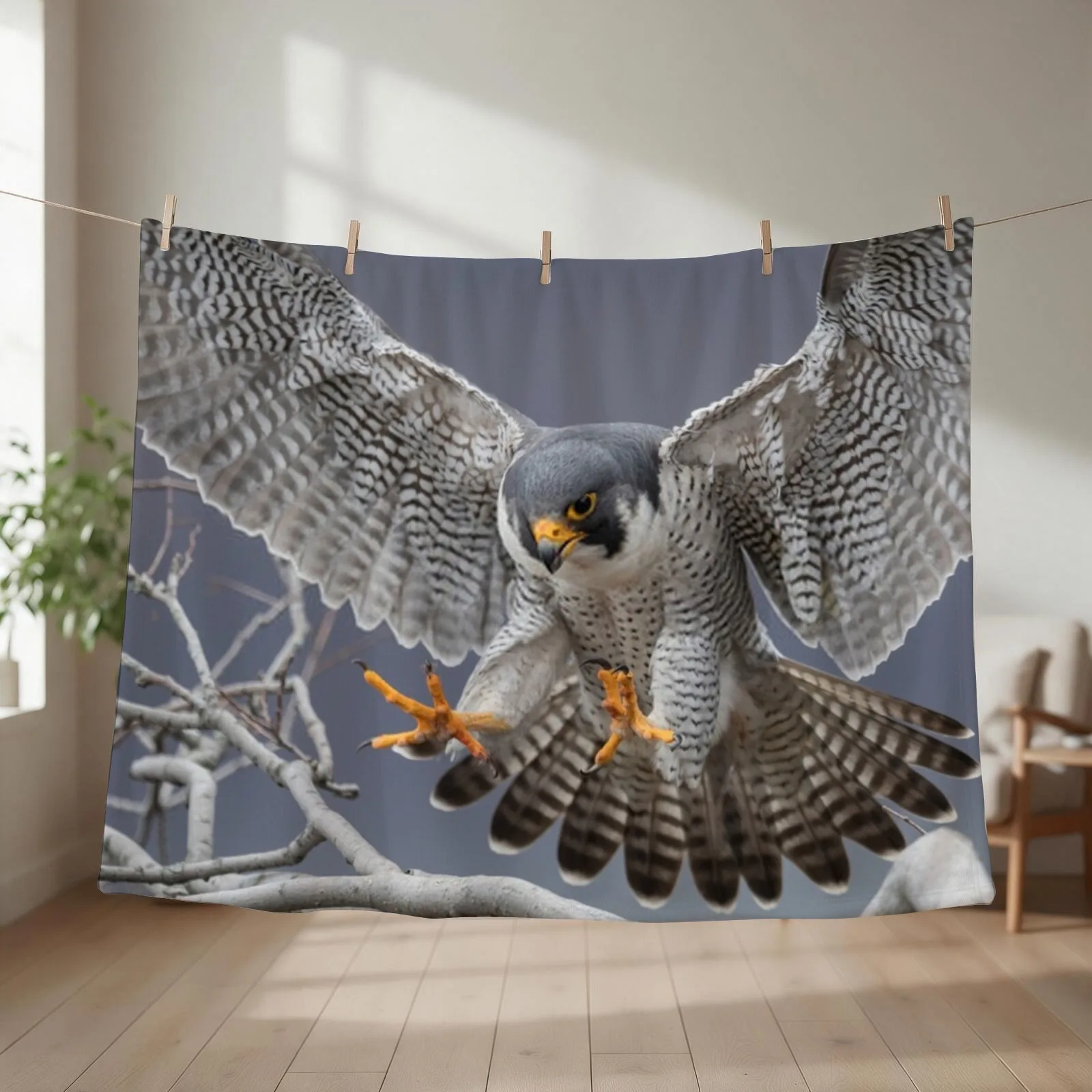 Peregrine Falcon Throw Blanket manga Nap Bed linens Custom Blankets