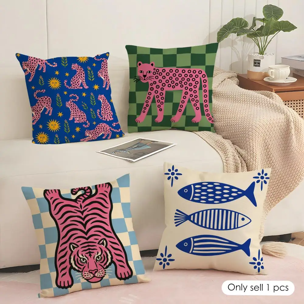 Funky Animal Cushion Cover Soft Short Plush Pillow Cover Smooth Cozy Texture Aesthetic Cushion Case Home Decor