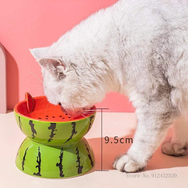 Ceramic Food Bowl, Protects Cervical Vertebra from Overturning Large Capacity Cat Food Eating, Drinking Water, Pet Supplies, 1Pc