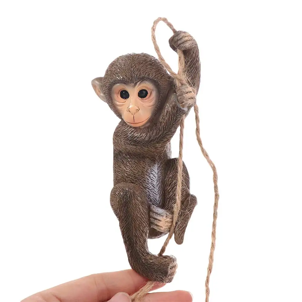 Cute Garden Climbing Monkey Figurine Resin Crafts Handmade Monkey Hanging Ornament Weatherproof Animal Statue Patio Balcony
