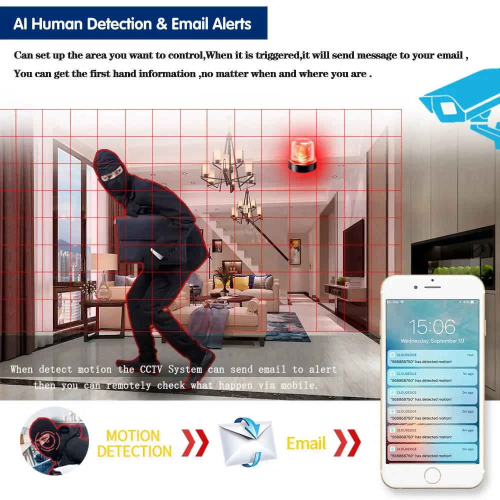 Ultra HD 4K PoE IP Camera 8MP Outdoor Metal Dome Smart Surveillance IP Camera Full-Color Night Vision Human Detect Remote Access