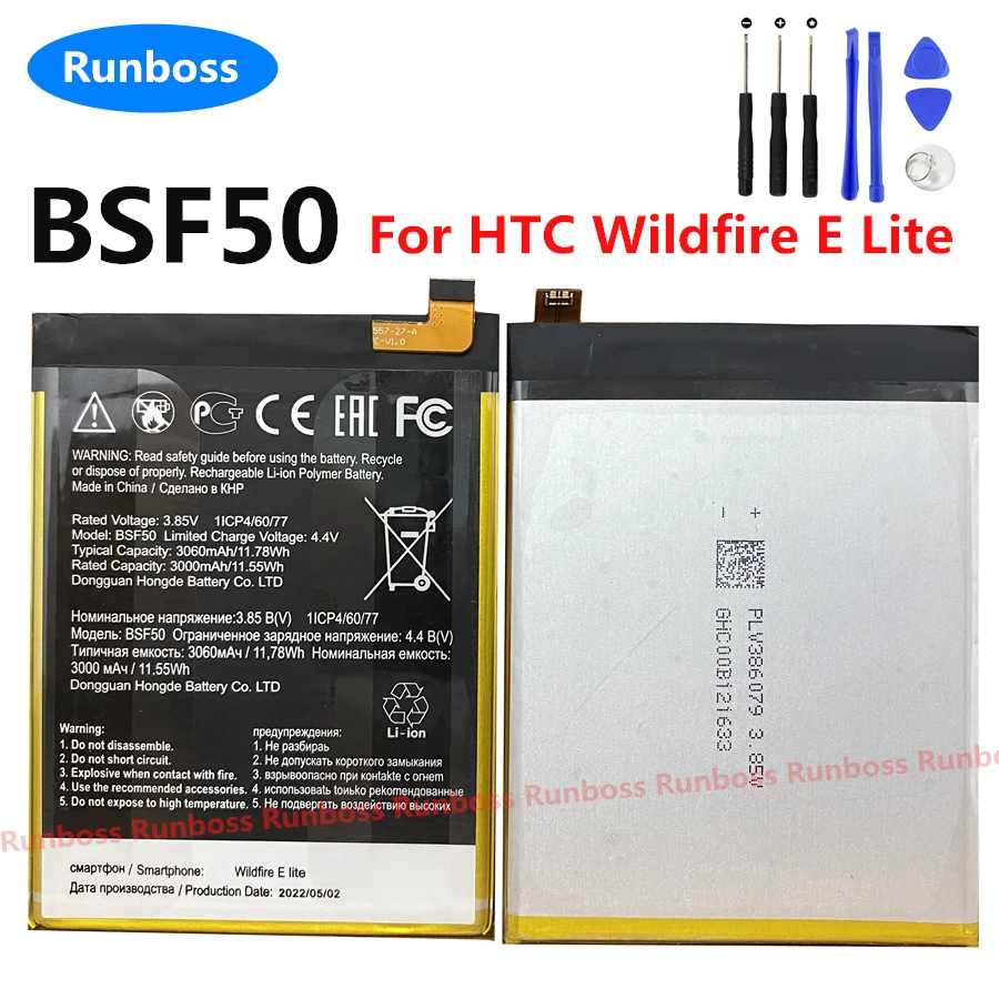 Batería BSF50 de 3060mAh para HTC Wildfire E / E Lite, repuesto Original de alta calidad para teléfono móvil