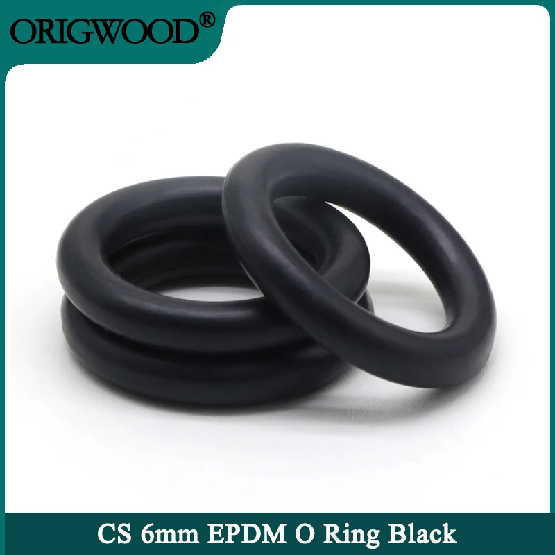 

5pcs EPDM O Ring Gasket CS 6mm OD 50 ~ 200mm Black Acid and Alkali Resistance Water Resistance Friction Resistance o-rings