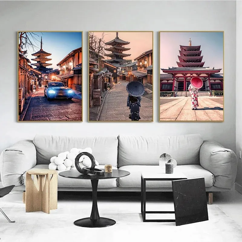 Póster de ciudad japonesa Pop Kyoto, Kyushu City Street Ise Meoto Iwa Matsuri, pintura en lienzo, arte de pared para decoración para sala de estar, regalos