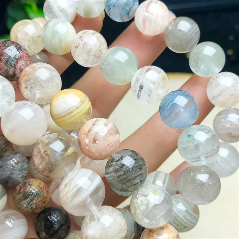 

Natural Garden Quartz With Athousand Layers Of Rabbit Hair Quatrz Bracelet Fashion Energy Stone Reiki Healing Strand Yoga Gift