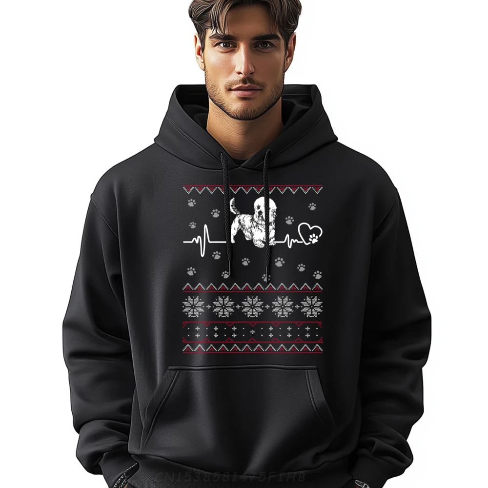 

My Dandie Dinmont Terrier Heartbeat For Christmas Men Clothes Male Hoodies Men Christmas Sweater