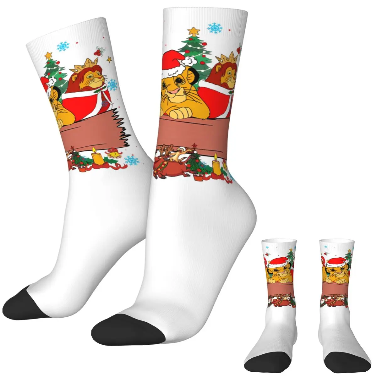 

Simba Lion King Christmas Socks Winter Stockings Casual Adults Men Soft Breathable Socks Printed Outdoor Sports Non Slip Socks