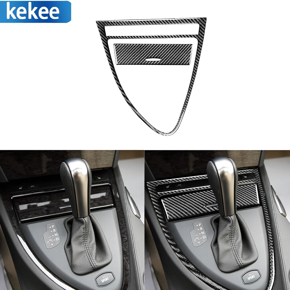 

For BMW 6 Series E63 E64 2004-2010 Real Carbon Fiber Car Center Console Gear Shift Outer Frame Storage Box Cover Sticker Decal