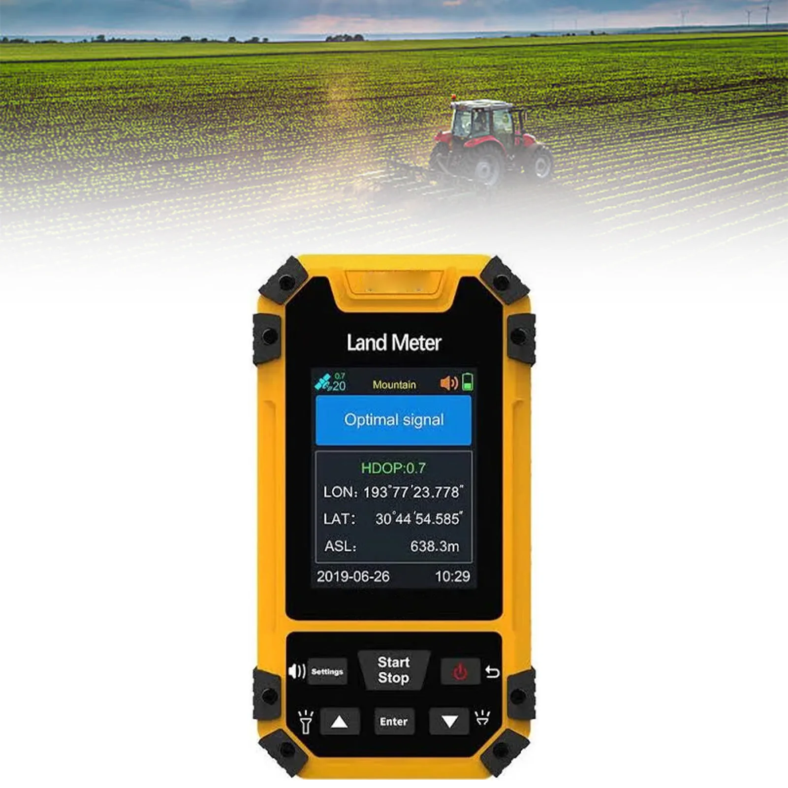 

Land Meter GPS Track Display Voice Prompts 4 Measurement Modes Land Area Meter Water Proof for Farmland Agricultural Machinery