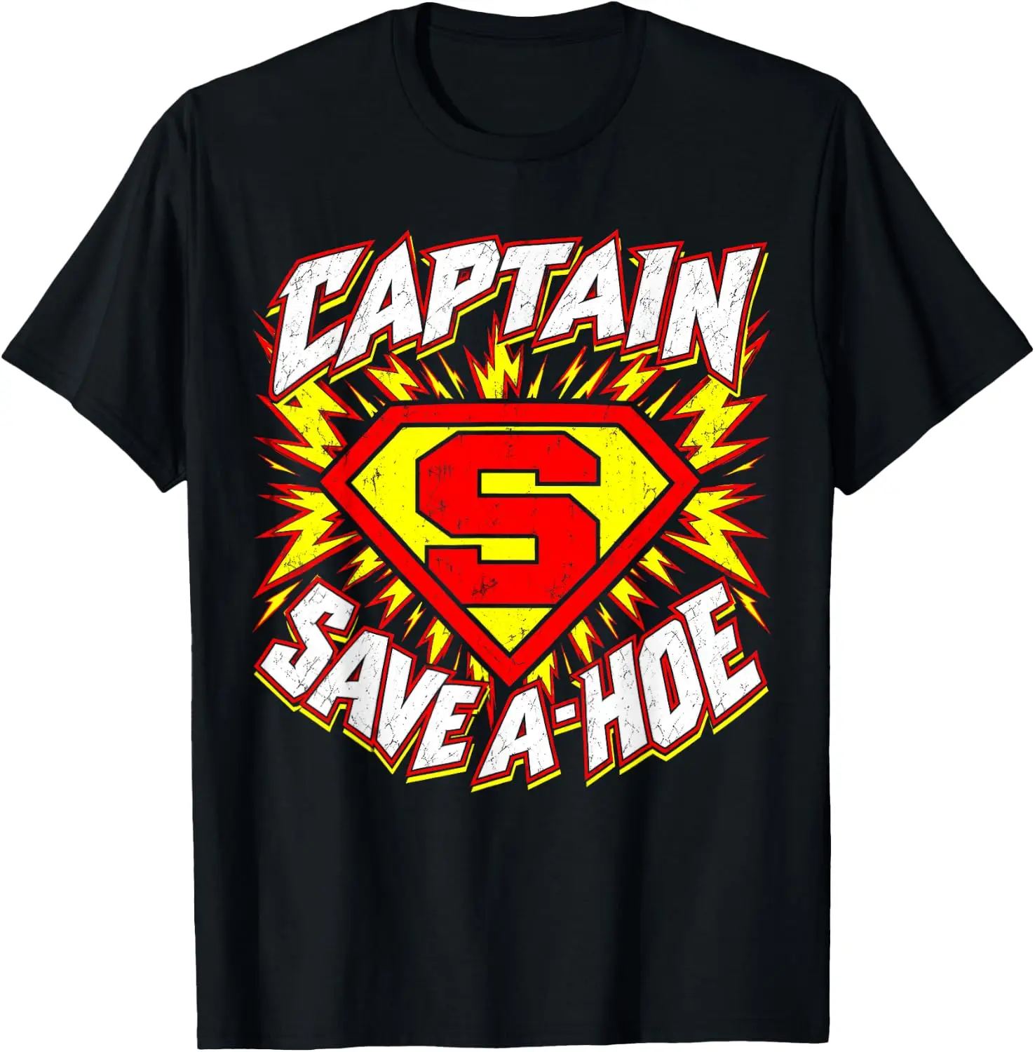 Captain Save A Hoe Funny Comic Costume Halloween Shirt Mens T-Shirt Premium heavyweight pure cotton—stylish, versatile, and unisex; a perfect Christmas gift suitable for year-round wear.