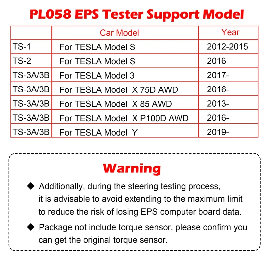 

WOYO PL058 EPS-тестер для Tesla Model Y/S/X/3, инструмент для проверки двигателя рулевого колеса, используемый с датчиком крутящего момента, автоматический диагностический инструмент