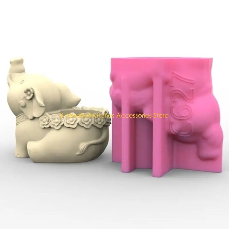 

31KD Flower Pots Silicone Mold 3D Elephant Vase Concrete Candlestick Resin Mould DIY Planter Molds Craft Art Home